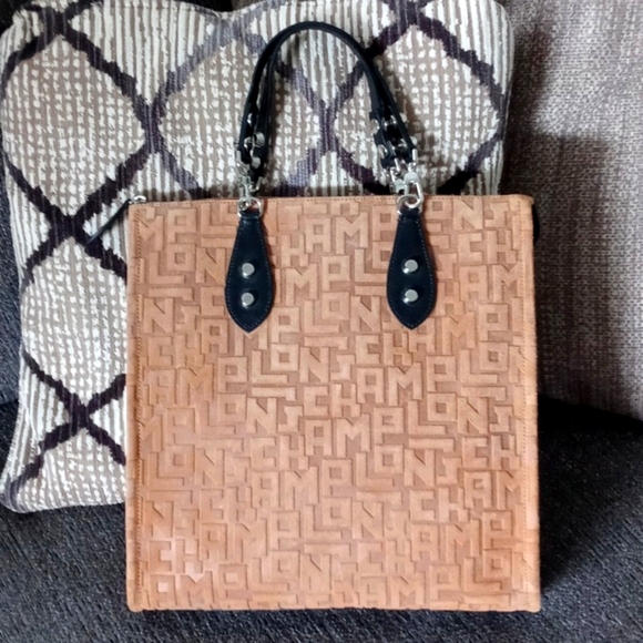 Longchamp Other - 🖤RARE Longchamp🖤 - La Voyageuse Tan/Black Suede LGP Velours Vertical Tote